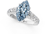 White gold Fancy Blue Marquise  Cut Diamond Pavé Band Solitaire with Four-Prong Setting_4