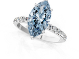 White gold Fancy Blue Marquise  Cut Diamond Pavé Band Solitaire with Four-Prong Setting_4