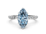 White gold Fancy Blue Marquise Cut Diamond Pavé Engagement Ring with Round  Accents and Prong Setting_91