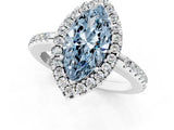 White gold Fancy Blue Marquise Cut Diamond Pavé Halo Ring with Four-Prong Setting_48