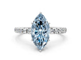 White gold Fancy Blue Marquise Cut Diamond Pavé Solitaire Engagement Ring with Four-Prong Setting_109