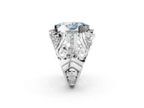 White gold Fancy Blue Marquise Cut Diamond Pave Art Deco Split Shank Ring with Four-Prong Setting_2