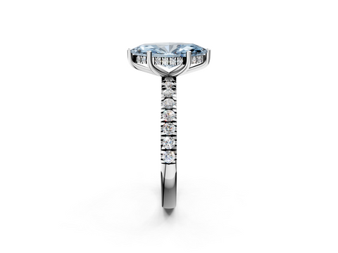 White gold Fancy Blue Marquise  Cut Diamond Pave Band Solitaire Ring with Four-Prong Setting_26