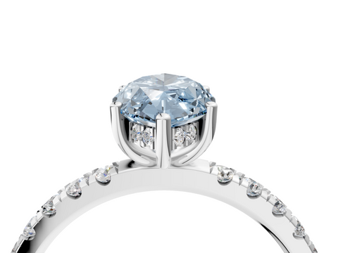 White gold Fancy Blue Marquise  Cut Diamond Pave Band Solitaire Ring with Four-Prong Setting_28