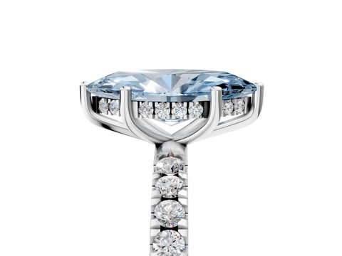 White gold Fancy Blue Marquise  Cut Diamond Pave Band Solitaire Ring with Four-Prong Setting_29