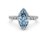 White gold Fancy Blue Marquise Cut Diamond Pave Band Solitaire Ring with Round  and Prong Setting_142