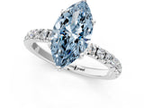 White gold Fancy Blue Marquise Cut Diamond Pave Band Solitaire Ring with Round  and Prong Setting_143