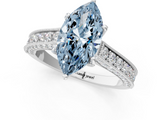 White gold Fancy Blue Marquise  Cut Diamond Pave Band with Four-Prong Setting_38