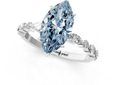 White gold Fancy Blue Marquise Cut Diamond Ring with Marquise and Round  Side Stones and Four-Prong Setting_100