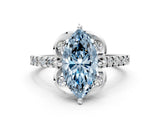 White gold Fancy Blue Marquise Cut Diamond Ring with Pavé Band and Floral Prong Setting_39