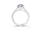 White gold Fancy Blue Marquise Cut Diamond Ring with Pavé Band and Floral Prong Setting_42