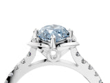 White gold Fancy Blue Marquise Cut Diamond Ring with Pavé Band and Floral Prong Setting_43