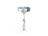 White gold Fancy Blue Marquise Cut Diamond Ring with Side Stones and Four-Prong Setting_160