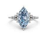 White gold Fancy Blue Marquise Cut Diamond Ring with Side Stones and Four-Prong Setting_164