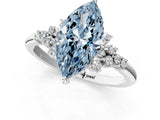 White gold Fancy Blue Marquise Cut Diamond Ring with Side Stones and Four-Prong Setting_165