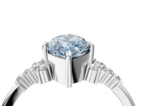 White gold Fancy Blue Marquise Cut Diamond Ring with Side Stones and Four-Prong Setting_168