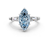 White gold Fancy Blue Marquise  Cut Diamond Ring with Tapered Baguette Side Stones in Four-Prong Setting_3
