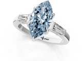 White gold Fancy Blue Marquise  Cut Diamond Ring with Tapered Baguette Side Stones in Four-Prong Setting_4