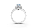 White gold Fancy Blue Marquise Cut Diamond Scalloped Halo Engagement Ring with Round Shared Prong Band_28