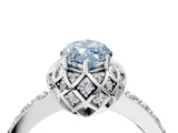 White gold Fancy Blue Marquise Cut Diamond Scalloped Halo Engagement Ring with Round Shared Prong Band_29