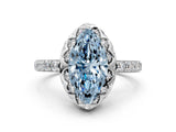White gold Fancy Blue Marquise Cut Diamond Scalloped Halo Engagement Ring with Round Shared Prong Band_43