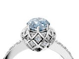 White gold Fancy Blue Marquise Cut Diamond Scalloped Halo Engagement Ring with Round Shared Prong Band_47