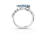 White gold Fancy Blue Marquise Cut Diamond Scattered Round Accent Ring with Prong Setting_15