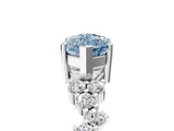 White gold Fancy Blue Marquise Cut Diamond Scattered Round Accent Ring with Prong Setting_17