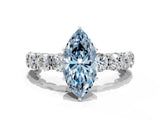 White gold Fancy Blue Marquise Cut Diamond Side Stone Engagement Ring with Four-Prong Setting_49
