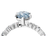 White gold Fancy Blue Marquise Cut Diamond Side Stone Solitaire Ring with Round  and Four-Prong Setting_182