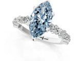 White gold Fancy Blue Marquise Cut Diamond Side Stone Solitaire Ring with Round  and Four-Prong Setting_184