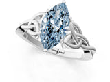 White gold Fancy Blue Marquise Cut Diamond Solitaire Celtic Knot Ring with Four-Prong Setting_84