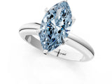 White gold Fancy Blue Marquise Cut Diamond Solitaire Engagement Ring with Round Band and Four-Prong Setting_208