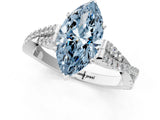 White gold Fancy Blue Marquise Cut Diamond Solitaire Engagement Ring with Twisted Pavé Band and Four-Prong Setting_92