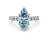 White gold Fancy Blue Marquise Cut Diamond Solitaire Pavé Engagement Ring with Round Band and Prong Setting_44