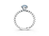 White gold Fancy Blue Marquise Cut Diamond Solitaire Ring with Beaded Band and Prong Setting_395
