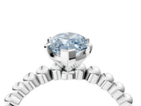 White gold Fancy Blue Marquise Cut Diamond Solitaire Ring with Beaded Band and Prong Setting_396