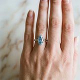 White gold Fancy Blue Marquise Cut Diamond Solitaire Ring with Flower Prong Setting and Classic Band_141