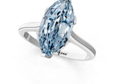 White gold Fancy Blue Marquise Cut Diamond Solitaire Ring with Flower Prong Setting and Classic Band_36
