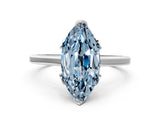 White gold Fancy Blue Marquise Cut Diamond Solitaire Ring with Flower Prong Setting and Classic Band_77