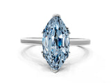 White gold Fancy Blue Marquise Cut Diamond Solitaire Ring with Flower Prong Setting and Classic Band_8