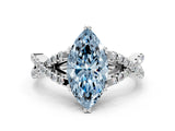 White gold Fancy Blue Marquise Cut Diamond Solitaire Ring with Four-Prong Setting and Twisted Pavé Band_34