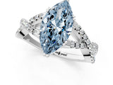 White gold Fancy Blue Marquise Cut Diamond Solitaire Ring with Four-Prong Setting and Twisted Pavé Band_36