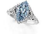 White gold Fancy Blue Marquise Cut Diamond Solitaire Ring with Hidden Halo and Pavé Band_40