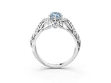 White gold Fancy Blue Marquise Cut Diamond Solitaire Ring with Hidden Halo and Pavé Band_42