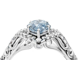 White gold Fancy Blue Marquise Cut Diamond Solitaire Ring with Hidden Halo and Pavé Band_43