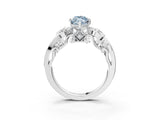 White gold Fancy Blue Marquise Cut Diamond Solitaire Ring with Milgrain Pavé Band and Four-Prong Setting_222