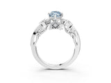 White gold Fancy Blue Marquise Cut Diamond Solitaire Ring with Milgrain Pavé Band and Four-Prong Setting_235