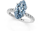 White gold Fancy Blue Marquise Cut Diamond Solitaire Ring with Pavé Band and Four-Prong Setting_70