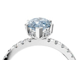 White gold Fancy Blue Marquise Cut Diamond Solitaire Ring with Pavé Band and Four-Prong Setting_77